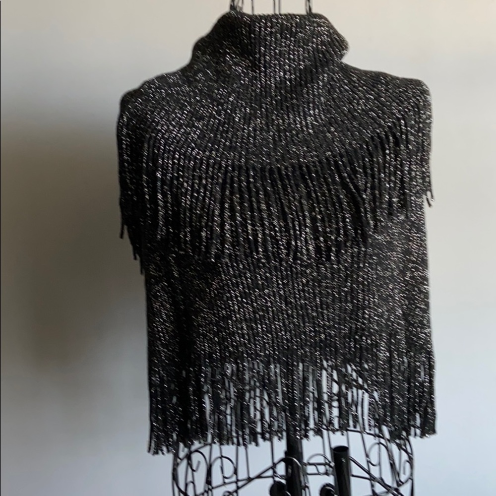Black and Silver shawl/cape top